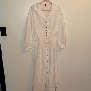 Elegant White Button-Down Dress